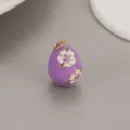 Easter egg enamel pendant charm for DIY necklace jewelry making, purple flower design accessory. - Purple Floral Style (H-8082) / Purple