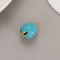 Blue enamel Easter egg pendant charm gold plated DIY jewelry accessory for necklace. - Blue Gold Grid Style (H-3613) / Bright Blue