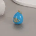 Blue Enamel Teardrop Evil Eye Pendant Gold Plated Easter Egg Jewelry DIY Accessory Charm - Evil Eye Style (H-8084) / Blue