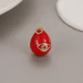 Red enamel evil eye egg pendant, vintage gold plated DIY necklace jewelry accessory charm. - Evil Eye Style (H-8084) / Red