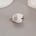 White enamel egg pendant gold evil eye charm DIY jewelry accessory chic retro style - Evil Eye Style (H-8084) / White