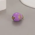 Purple Enamel Easter Egg Pendant Gold Evil Eye Clover Charm DIY Jewelry Accessory - Evil Eye Style (H-8084) / Purple