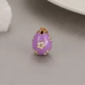 Purple enamel Easter egg pendant with white flower charm for DIY necklace jewelry making. - Floral Style (H-8081) / Purple