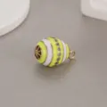 Easter Egg Enamel Pendant Yellow White Striped Rhinestone DIY Jewelry Accessory Charm - Yellow and White Enamel Striped Pendant (H-8076) / Yellow