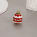 Red white enamel Easter egg charm pendant with rhinestones and gold loop for DIY necklace. - Red and White Enamel Striped Pendant (H-8076) / Red