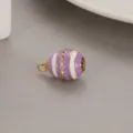 Easter egg enamel pendant charm gold plated rhinestone DIY jewelry accessory piece - Purple and White Enamel Striped Pendant (H-8076) / Purple
