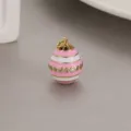 Exquisite Easter Egg Enamel Pendant Gold Plated Sparkling Rhinestone DIY Jewelry Accessory - Pink and White Enamel Striped Pendant (H-8076) / Pink