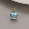 Easter egg enamel pendant gold plated charm vintage jewelry diy necklace accessory crystal chic - Blue and White Enamel Striped Pendant (H-8076) / Blue