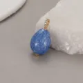 Blue enamel egg pendant with gold-plated bail and micro-pave crystals for DIY jewelry making. - Blue Enamel Grid Pendant (H-9443) / Blue