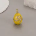 Yellow Enamel Easter Egg Pendant Bow Rhinestone Gold Plated DIY Necklace Jewelry Accessory - Yellow Bow Easter Egg Pendant (H-9445) / Yellow