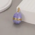 Purple Enamel Easter Egg Pendant with Zirconia Gold Charm Variant for DIY Necklace Accessories - Purple Flowing Enamel Pendant (H-9444) / Purple