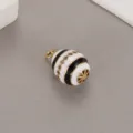 Black and white enamel Easter egg pendant charm with rhinestones for DIY jewelry making. - Black 14K Gold Rhinestone Style (H-8076) / Pendant Only (No Chain) / Black