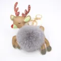 Natale renna peluche palla portachiavi soffice alce borsa ciondolo regalo festa top - Portachiavi d'Oro / Grigio