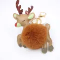 Portachiavi pompon peluche renna di Natale ciondolo borsa carino regalo festa accessorio - Portachiavi d'Oro / Colore caramello