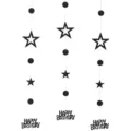 Black glitter birthday hanging decorations garland with stars and circles for party decor. - Glitter Black Birthday Banners