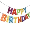 Colorful Happy Birthday banner hanging letters garland party decoration supplies for celebration. - Colorful Paper Birthday Banner with Pom-Poms