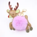 Simpatico renna di natale peluche pon pon portachiavi borsa ciondolo regalo accessorio - Portachiavi d'Oro / viola taro