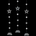 Silver glitter birthday hanging banner decoration star circles party backdrop supplies - Silver