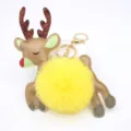 Natale renna peluche pon pon portachiavi carino cervo borsa ciondolo regalo festa. - Portachiavi d'Oro / Giallo