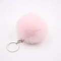 Faux fur pom-pom keychain, soft fluffy ball charm for handbags and car keys in pink. - 8cm Faux Fur + Single Ring Clasp / Pink