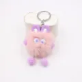 Plush rabbit elf keychain cute monster doll pendant soft fluffy bag charm accessory detail view - Light Pink