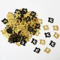 Coriandoli da tavolo numero 13 oro e neri per decorazioni di feste di compleanno. - Paillettes nero e oro 13 / 10.00g