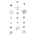 Multicolor holographic 18 birthday hanging banner party decoration star circle banner - 18 Years Old / Iridescent
