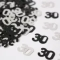 Geburtstag Party Tischdeko digitale PVC Konfetti Pailletten in schwarz und silber - Nummer 30 / 10g Packung / Schwarz und Silber