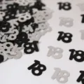 18. Geburtstag Tischkonfetti Dekoration schwarz silber Nummer Pailletten Streudeko - Nummer 18 / 10g Packung / Schwarz und Silber