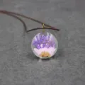 Resin dried flower pendant necklace, handmade botanical jewelry with purple and pink florals. - 30mm / Purple + White