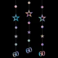 Ghirlanda decorativa sospesa olografica per 60 compleanno con stelle e cerchi. - 60 Anni / Iridescente