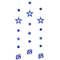 Decorazione appesa per 18° compleanno in foglia blu stella e punto festa banner - 18 Anni / Blu Zaffiro