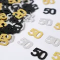 50 geburtstag party konfetti tischdeko gold silber und schwarz zahlen pvc pailletten - Nummer 50 / 10g Packung / Schwarz, Gold und Silber