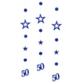 Striscione sospeso di compleanno 50 in metallo blu decorazioni festa ghirlanda cerchio stella - 50 Anni / Blu Zaffiro