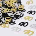 40 Geburtstag Party Tischdeko Konfetti Gold Silber Schwarz PVC Zahlen Pailletten - Nummer 40 / 10g Packung / Schwarz, Gold und Silber