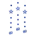 Decorazioni sospese 60 compleanno blu stella cerchio festa bandiera soffitto. - 60 Anni / Blu Zaffiro