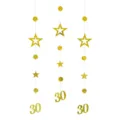 Decorazione sospesa per 30° compleanno dorata con stelle cave e cerchi per festa. - 30 Anni / Oro
