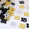 18. Geburtstag Party Tischdeko Nummer PVC Konfetti Gold Silber Pailletten Requisiten - Nummer 18 / 10g Packung / Schwarz, Gold und Silber