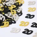 Gold silber schwarz Nummer 20 Konfetti Tischdeko PVC Pailletten für Geburtstagsfeier - Nummer 20 / 10g Packung / Schwarz, Gold und Silber