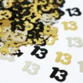 Schwarz Gold Silber Nummer 13 Konfetti Tischdekoration für Geburtstag Party Feier. - Nummer 13 / 10g Packung / Schwarz, Gold und Silber