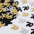 50 Geburtstag Party Tisch Konfetti PVC Zahlen Gold Silber Streu Pailletten Varianten - Nummer 70 / 10g Packung / Schwarz, Gold und Silber