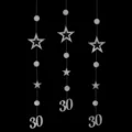 Decorazioni sospese argentate 30 compleanno festa stella cerchio striscioni oggetti di scena - 30 Anni / Argento