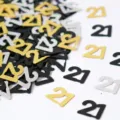 Gold silber schwarz Nummer 21 Tischkonfetti PVC Pailletten für Geburtstag Party Deko. - Nummer 21 / 10g Packung / Schwarz, Gold und Silber