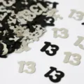 Zahl 13 Konfetti silber und schwarz Party Tischdeko Streudeko für Geburtstag Jubiläum. - Nummer 13 / 10g Packung / Schwarz und Silber