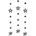 Decorazioni per feste con bandiera sospesa per il 50° compleanno nero con stelle e cerchi. - 50 Anni / Nero