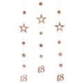 Ghirlanda di decorazione sospesa per 18° compleanno in oro rosa con stelle e cerchi. - 18 Anni / Oro rosa