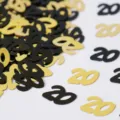 Schwarze und goldene Nummer 20 Konfetti Tischdeko für Geburtstag Jubiläum Party Deko - Nummer 20 / 10g Packung / Schwarz und Gold