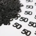 Schwarze Zahl 50 Konfetti Tischdeko Streudeko fuer den 50. Geburtstag Party Feier. - Nummer 50 / 10g Packung / Schwarz