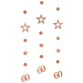 Decorazione Sospesa 60 Compleanno In Oro Rosa Stella Cerchio Ghirlanda Festa - 60 Anni / Oro rosa
