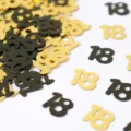 Schwarz und Gold Nummer 18 Tischkonfetti Dekoration für Geburtstag und Jubiläumsfeier - Nummer 18 / 10g Packung / Schwarz und Gold